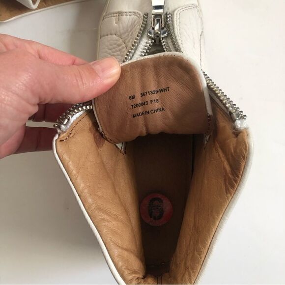 Frye Lena zip platform white leather sneakers with double top zippers woman’s 6 - Picture 10 of 12